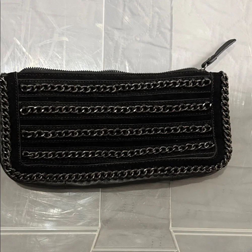 BCBG MAXAZRIA Black Chain Embellished Clutch